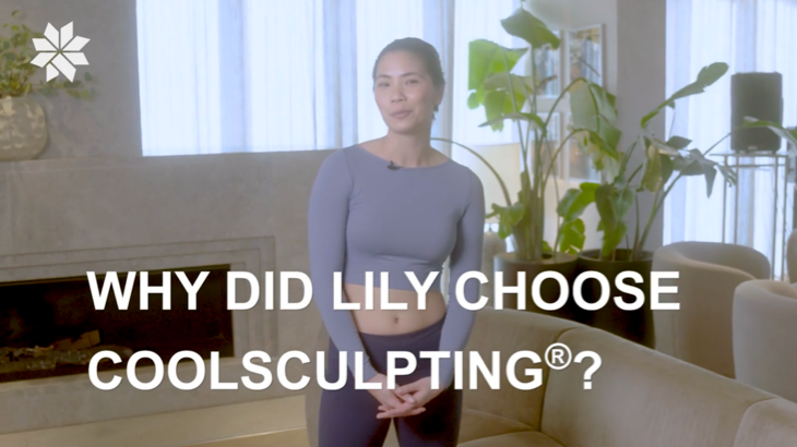 Woman sharing her experience with CoolSculpting®